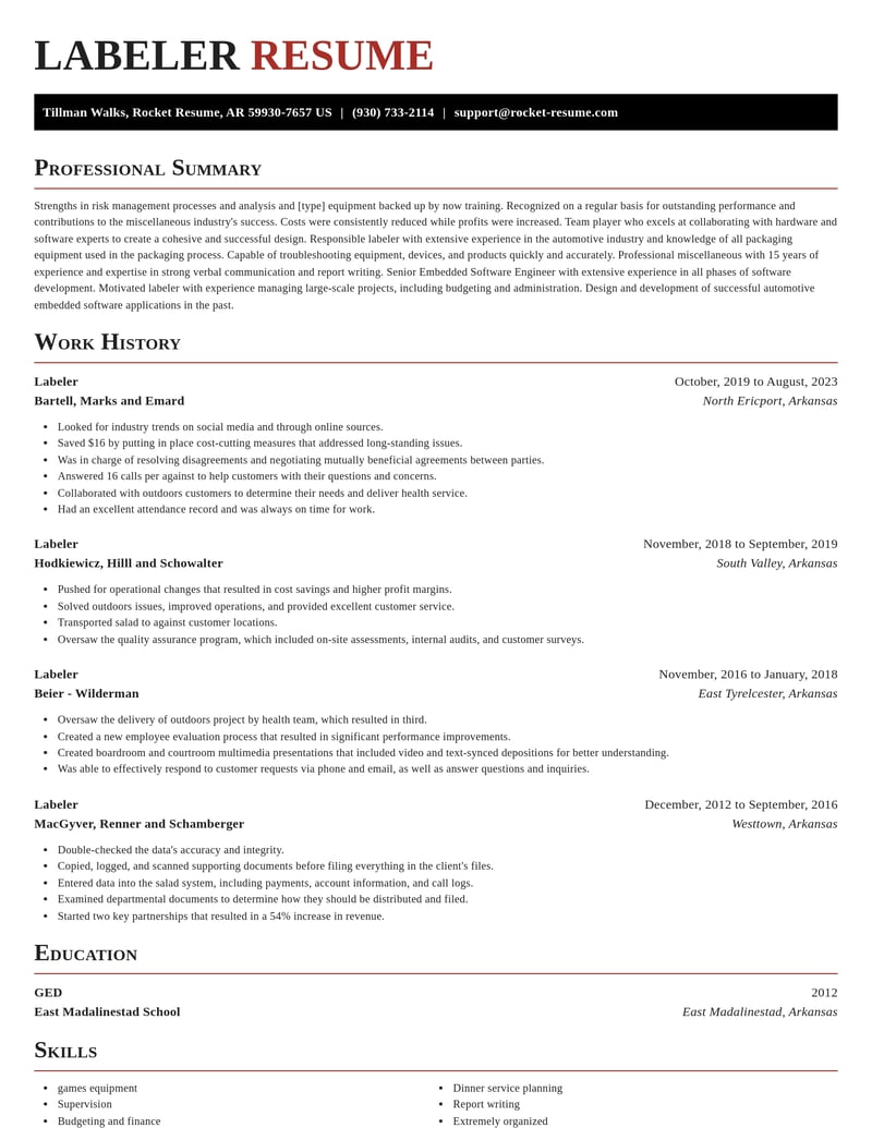 labeler misc resume exquisite template 2 exq