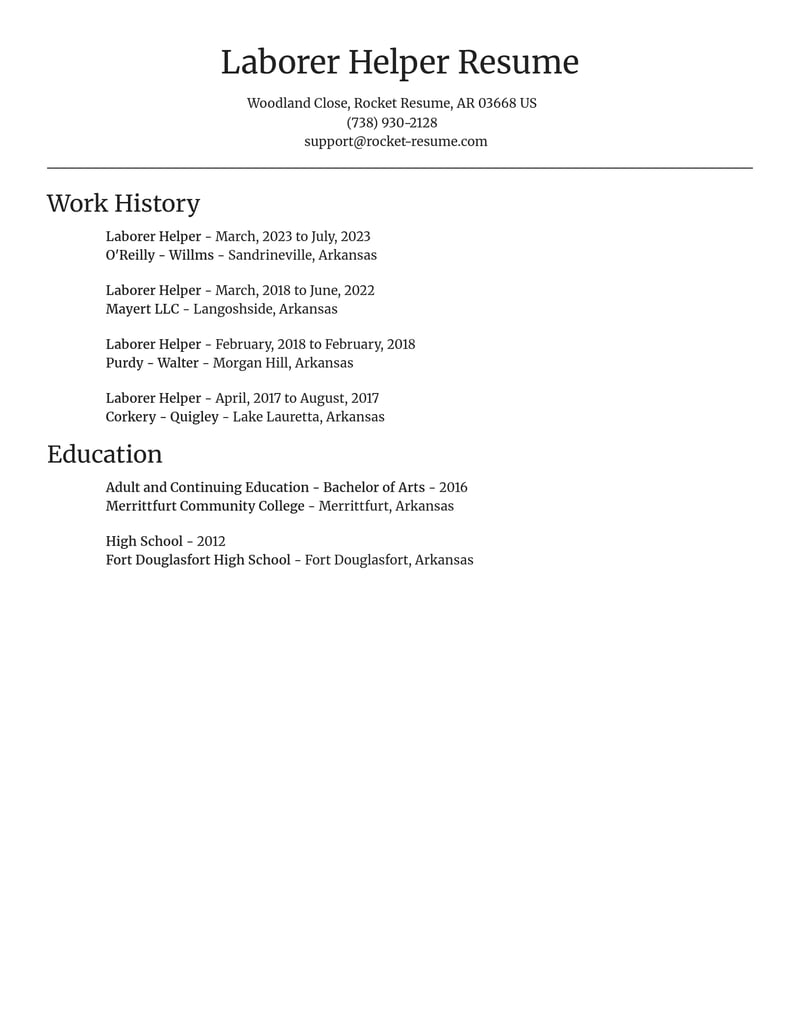laborer helper misc resume focal point template 0 foc