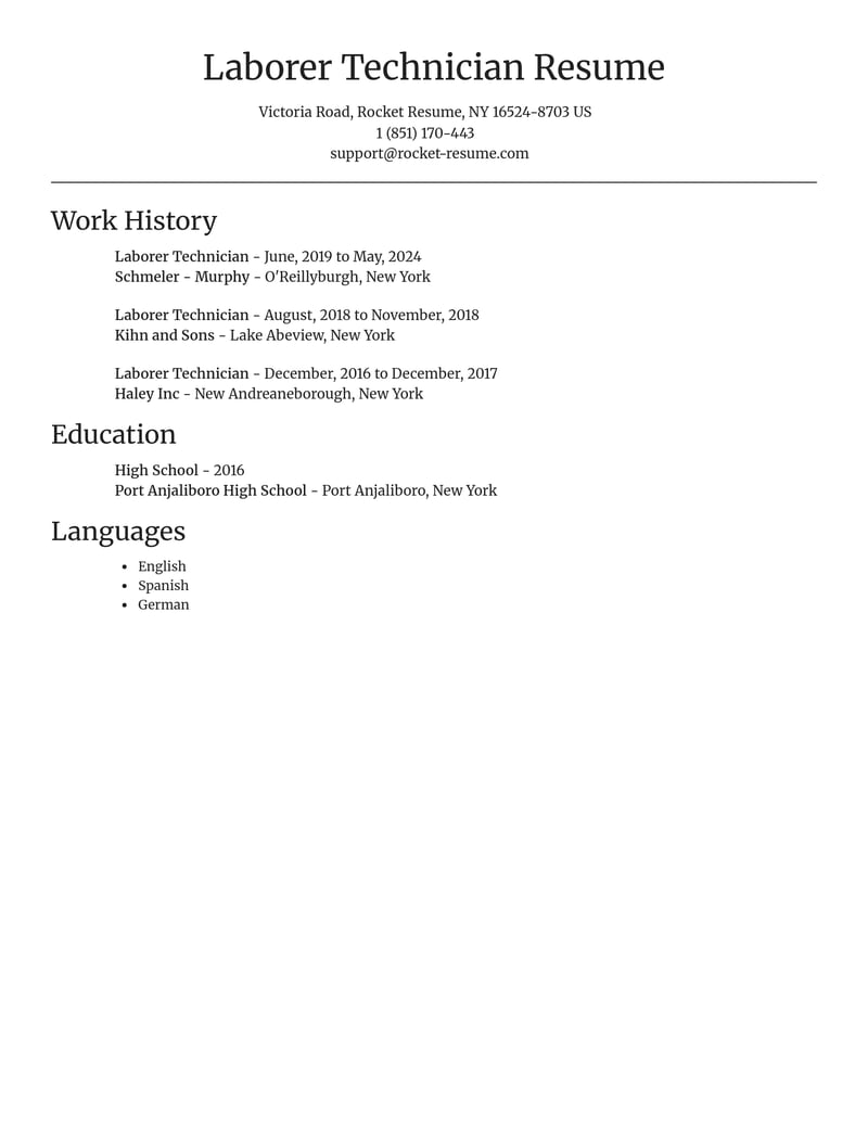 laborer technician misc resume focal point template 0 foc