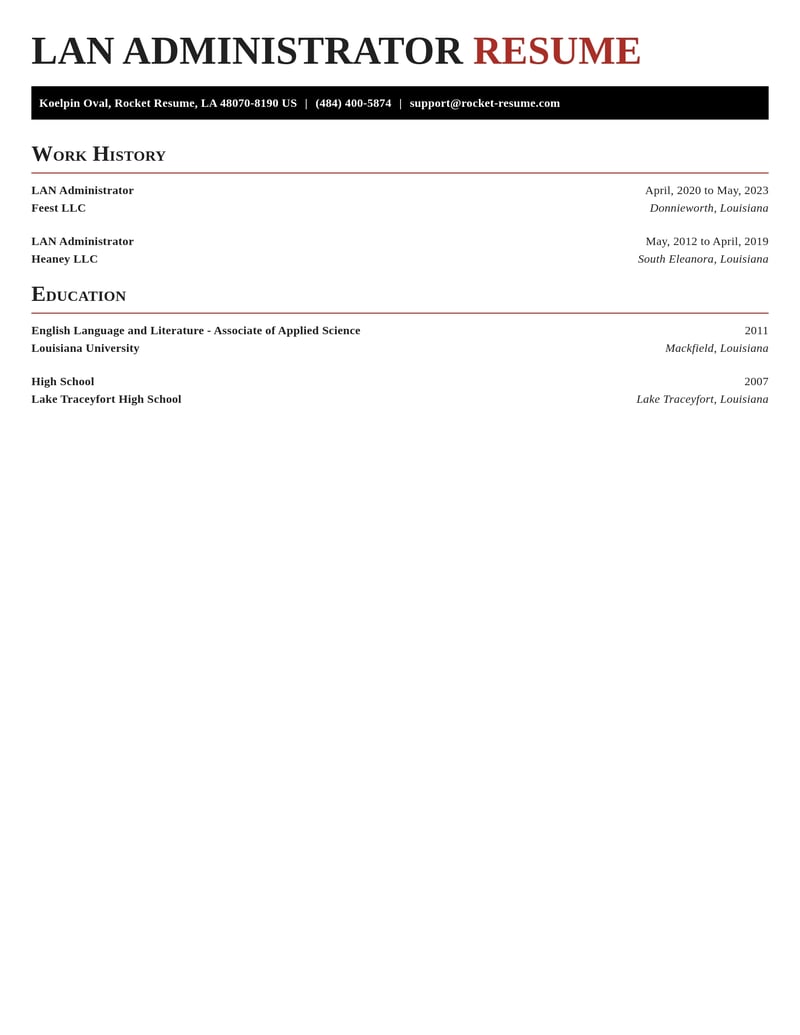 lan administrator misc resume exquisite template 1 exq
