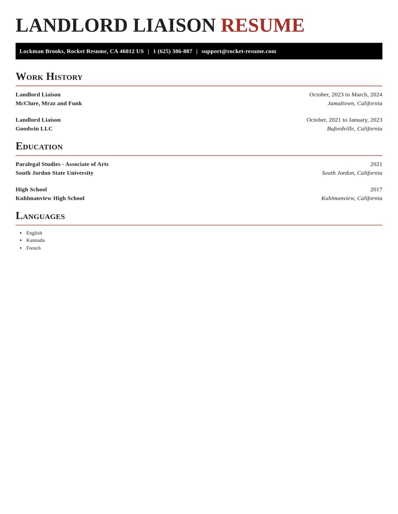 landlord liaison misc resume exquisite template 2 exq