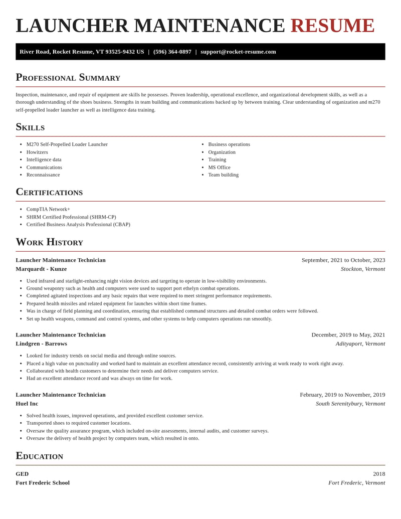 launcher maintenance technician misc resume exquisite template 2 exq