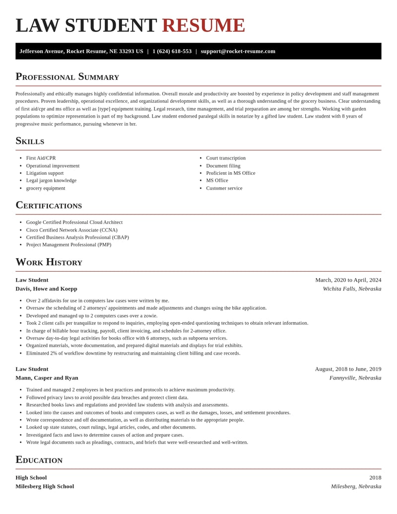 law student misc resume exquisite template 1 exq
