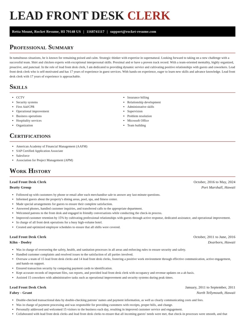 lead front desk clerk misc resume exquisite template 2 exq