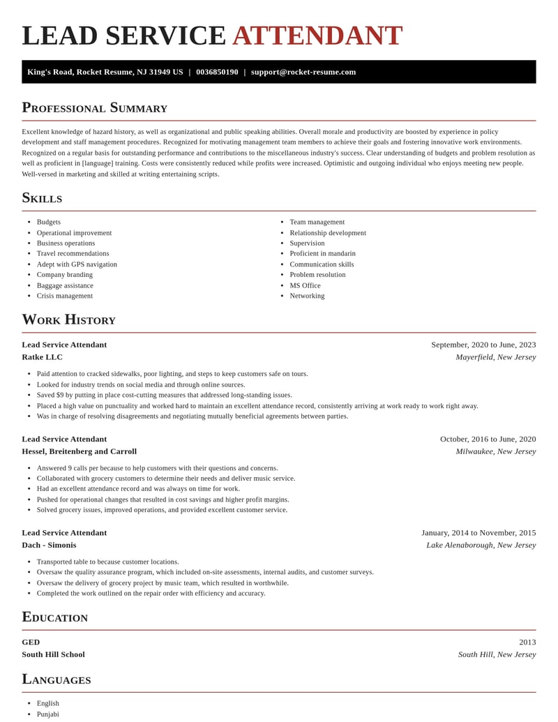lead service attendant misc resume exquisite template 0 exq