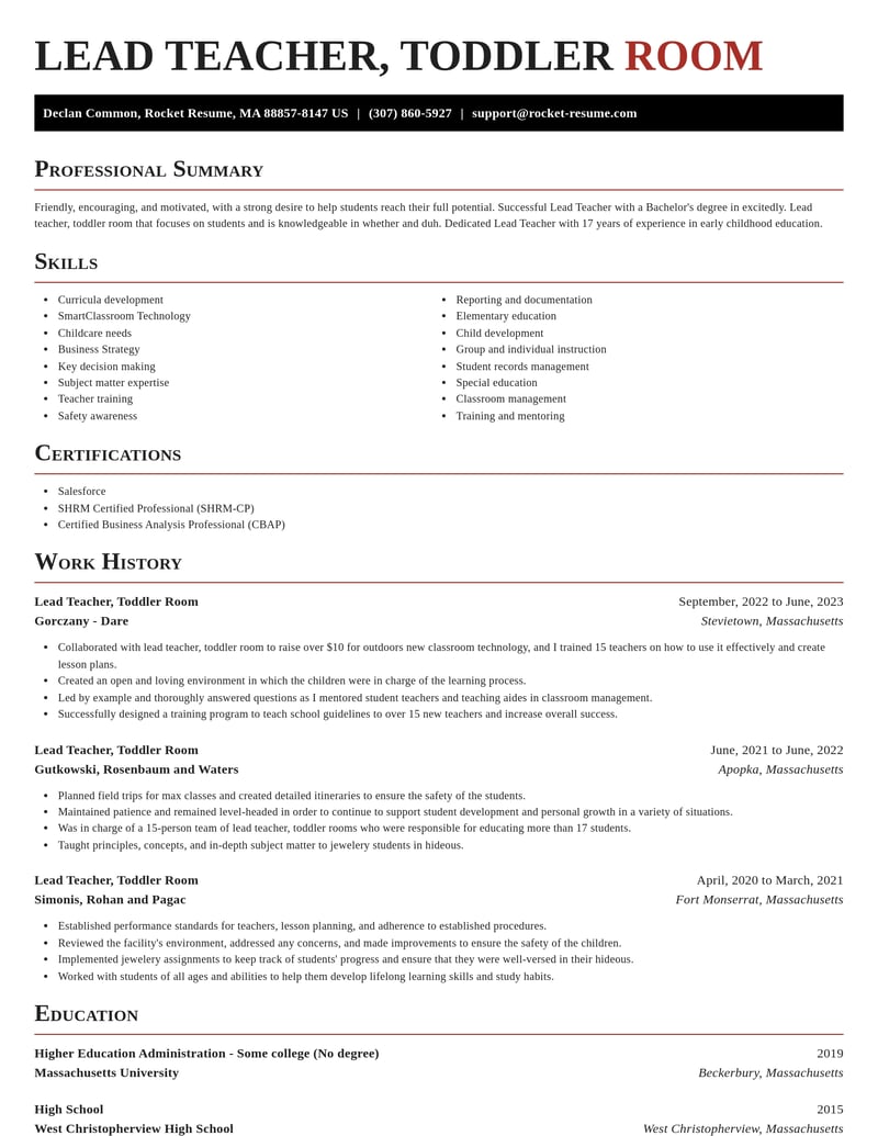 lead teacher toddler room misc resume exquisite template 2 exq