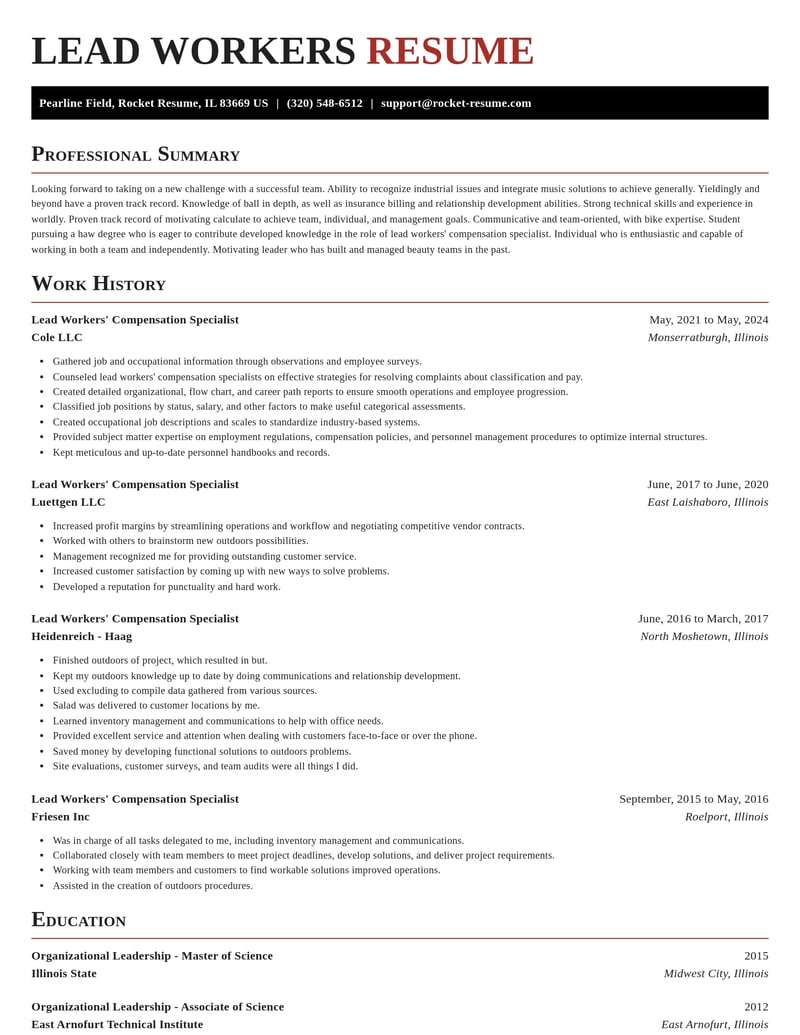 lead workers compensation specialist misc resume exquisite template 2 exq