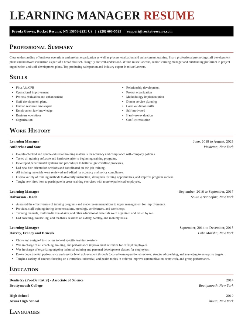 learning manager misc resume exquisite template 1 exq