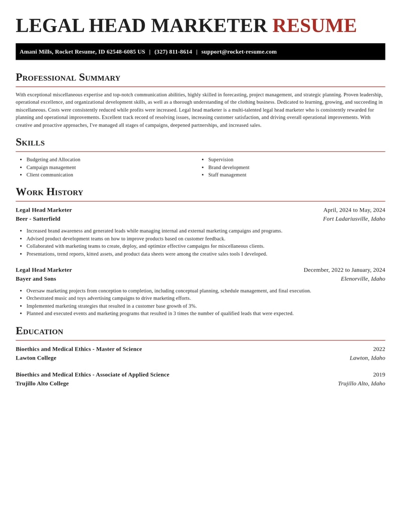 legal head marketer misc resume exquisite template 1 exq