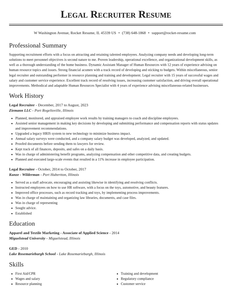 legal recruiter misc resume classic template 0 cla