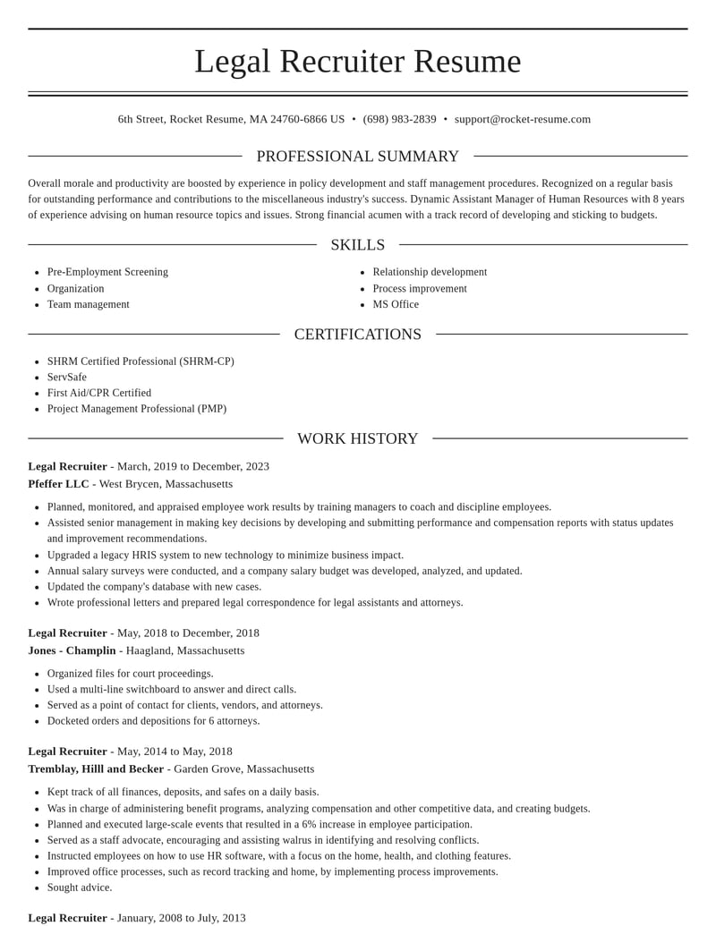 legal recruiter misc resume elegant template 0 ele