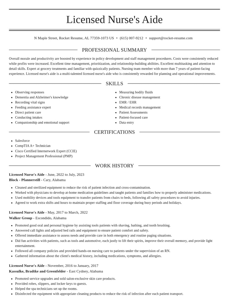 licensed nurses aide misc resume elegant template 0 ele