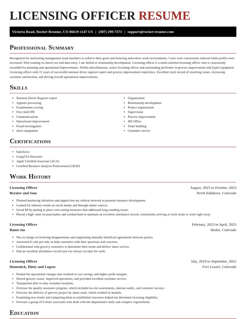 licensing officer misc resume exquisite template 0 exq