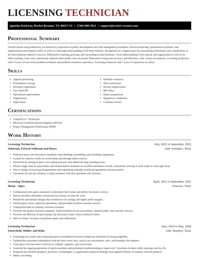 licensing technician misc resume exquisite template 2 exq