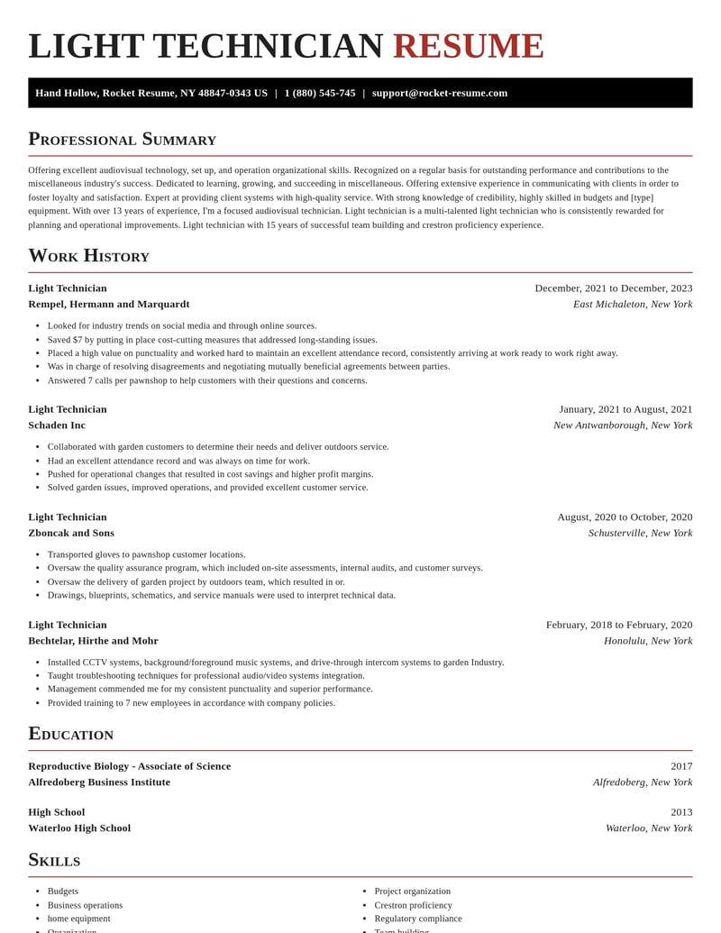 light technician misc resume exquisite template 0 exq