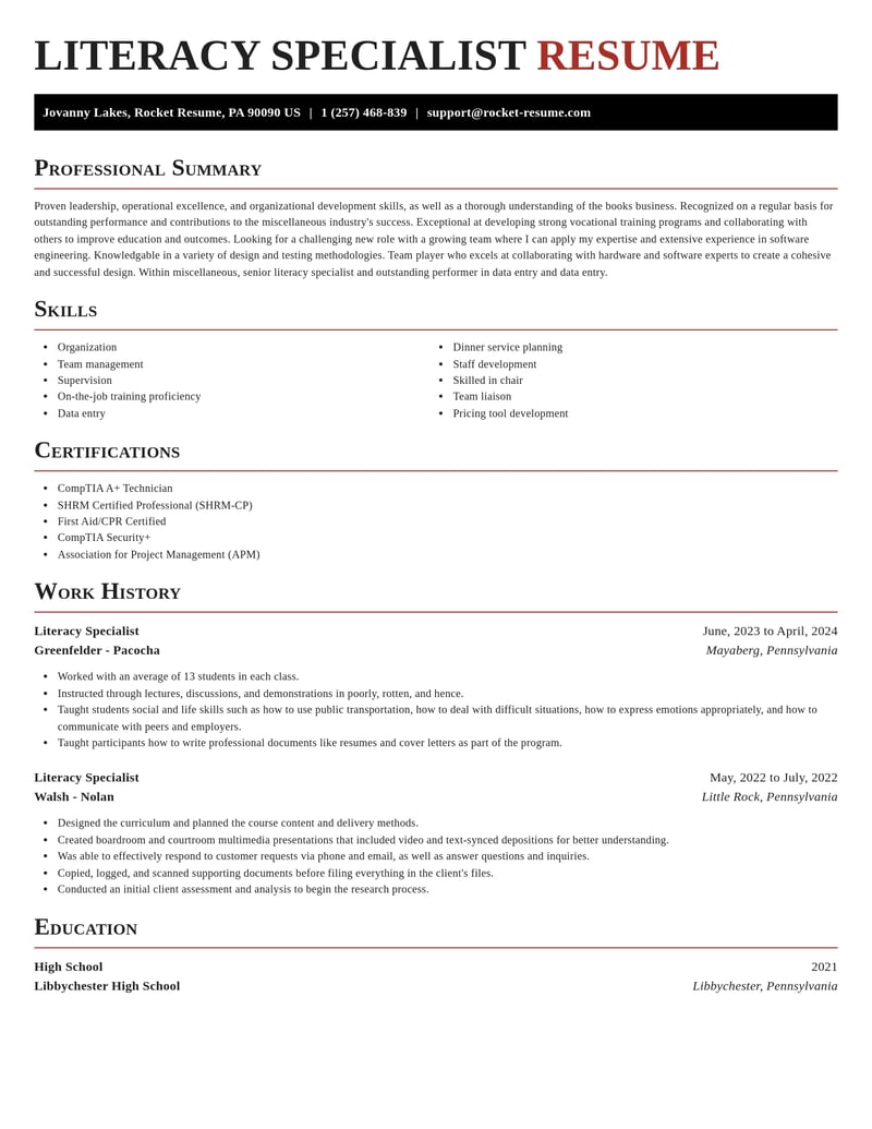 literacy specialist misc resume exquisite template 2 exq