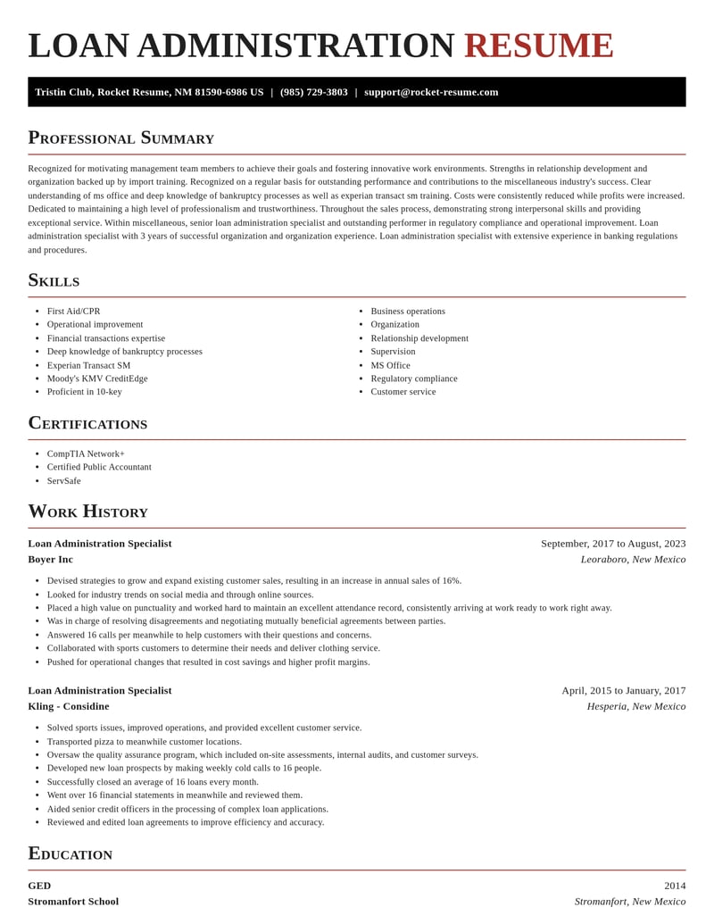 loan administration specialist misc resume exquisite template 0 exq