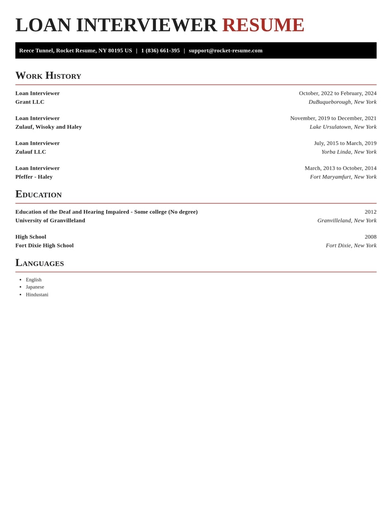 loan interviewer misc resume exquisite template 1 exq