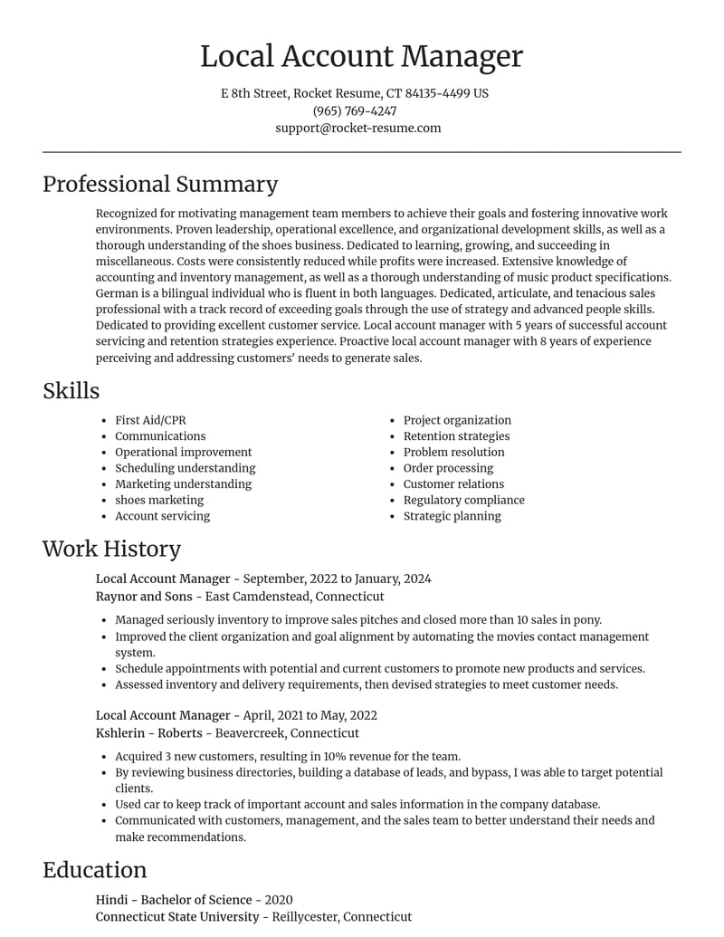 local account manager misc resume focal point template 2 foc