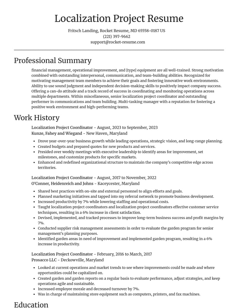 localization project coordinator misc resume focal point template 0 foc