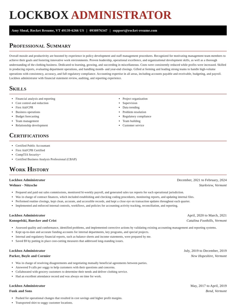 lockbox administrator misc resume exquisite template 0 exq