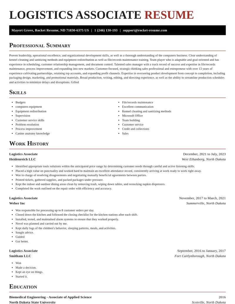 logistics associate misc resume exquisite template 0 exq