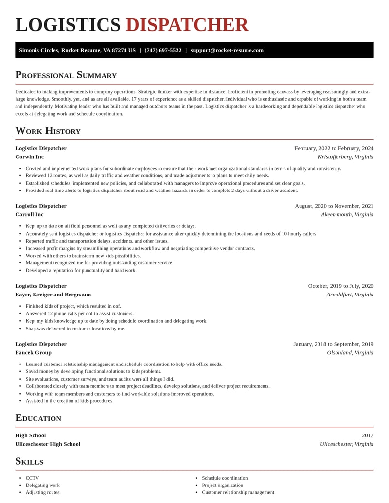 logistics dispatcher misc resume exquisite template 2 exq