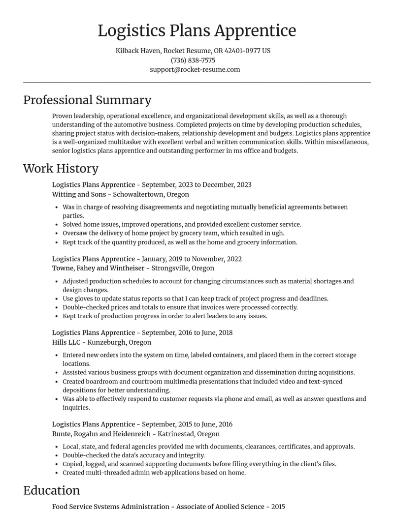 logistics plans apprentice misc resume focal point template 0 foc