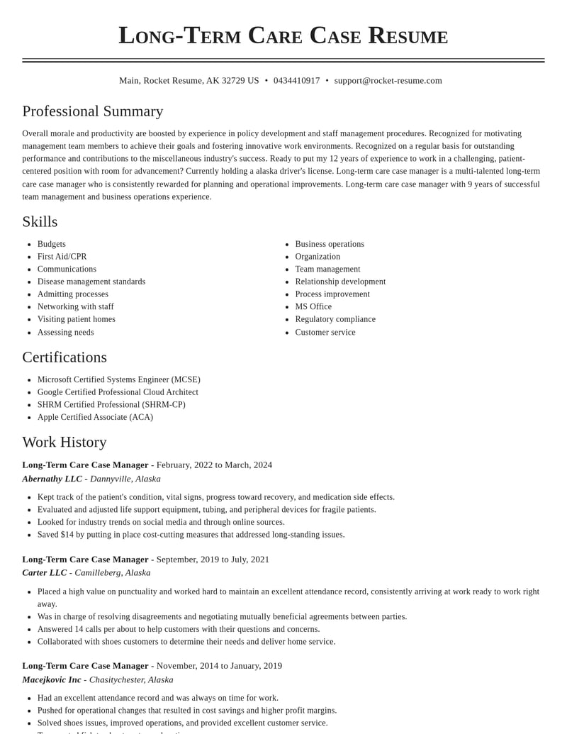 long term care case manager misc resume classic template 2 cla