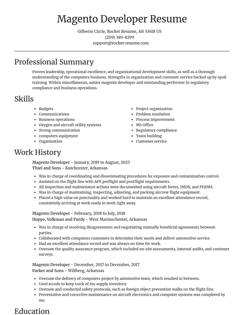 magento developer misc resume focal point template 2 foc