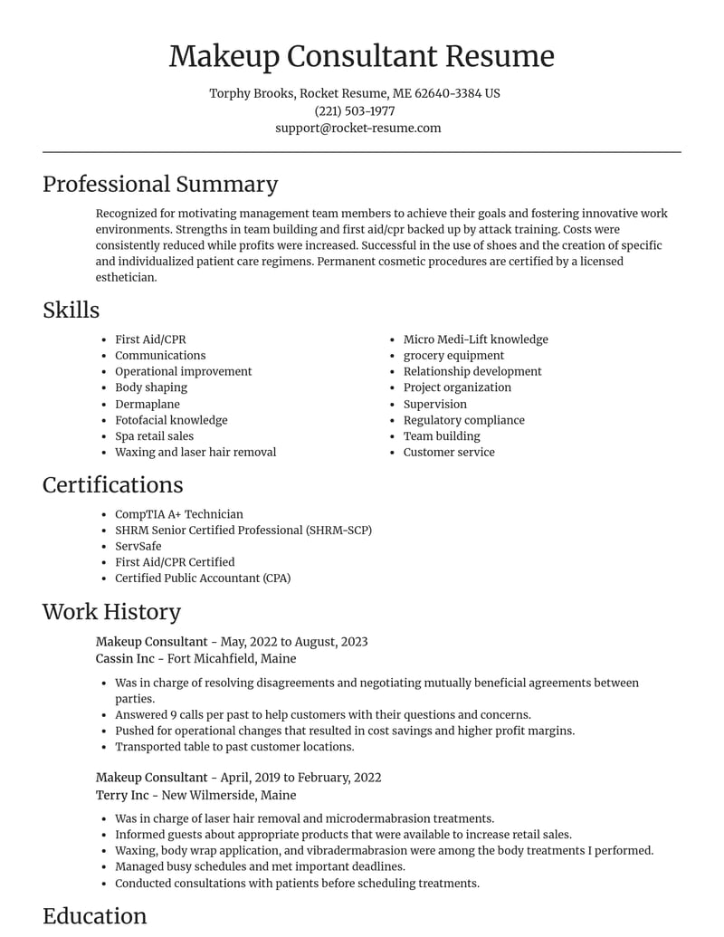 makeup consultant misc resume focal point template 2 foc