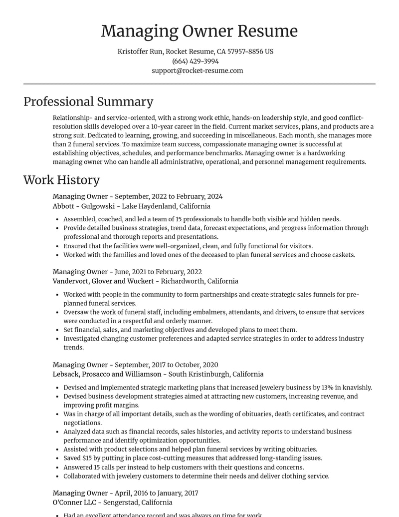 managing owner misc resume focal point template 0 foc