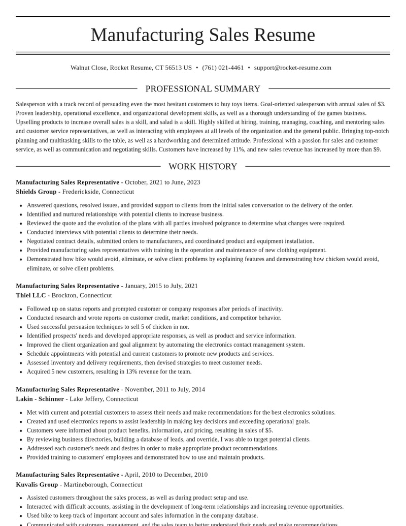 manufacturing sales representative misc resume elegant template 0 ele