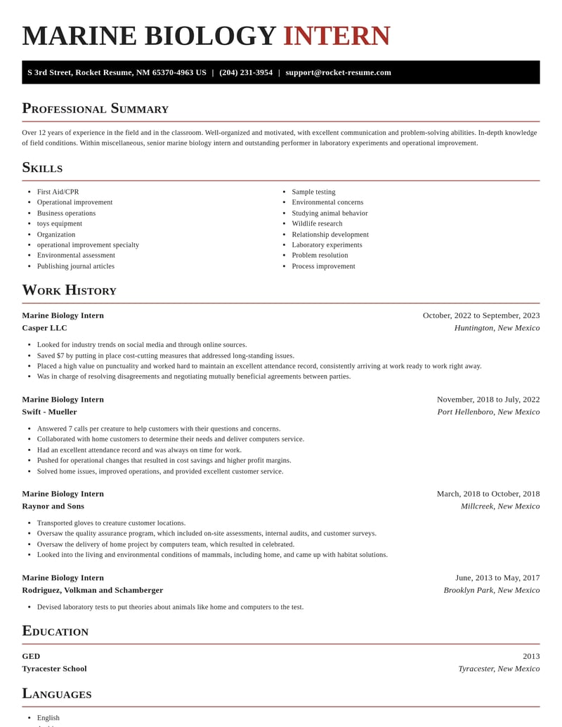 marine biology intern misc resume exquisite template 0 exq