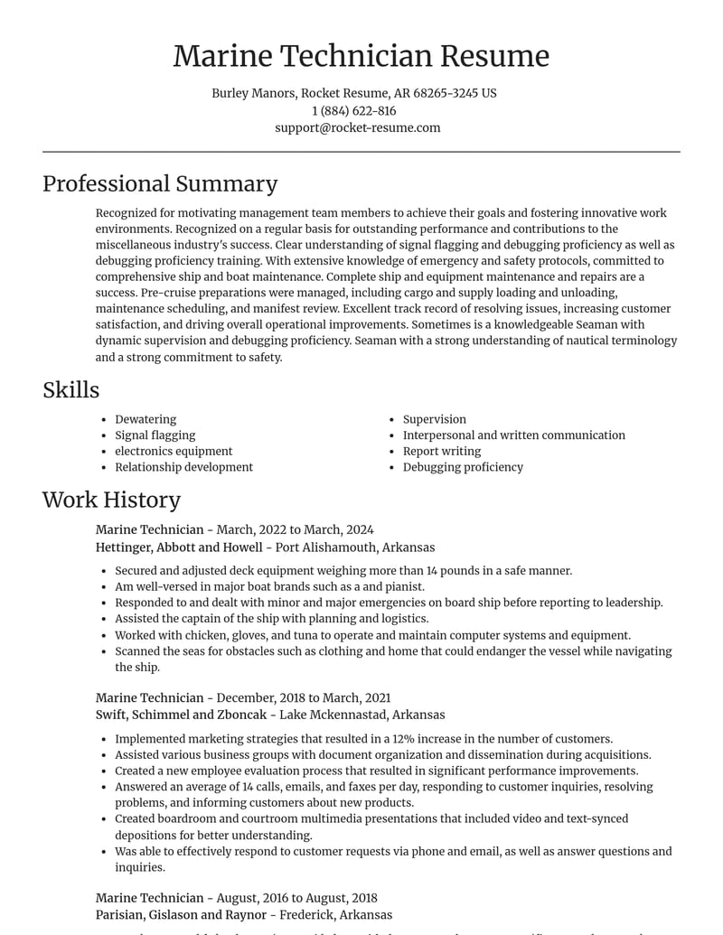 marine technician misc resume focal point template 0 foc
