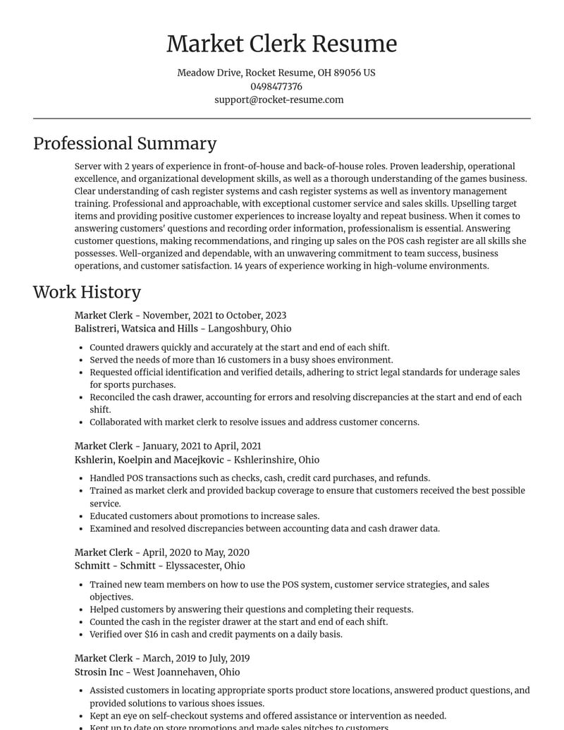 market clerk misc resume focal point template 1 foc