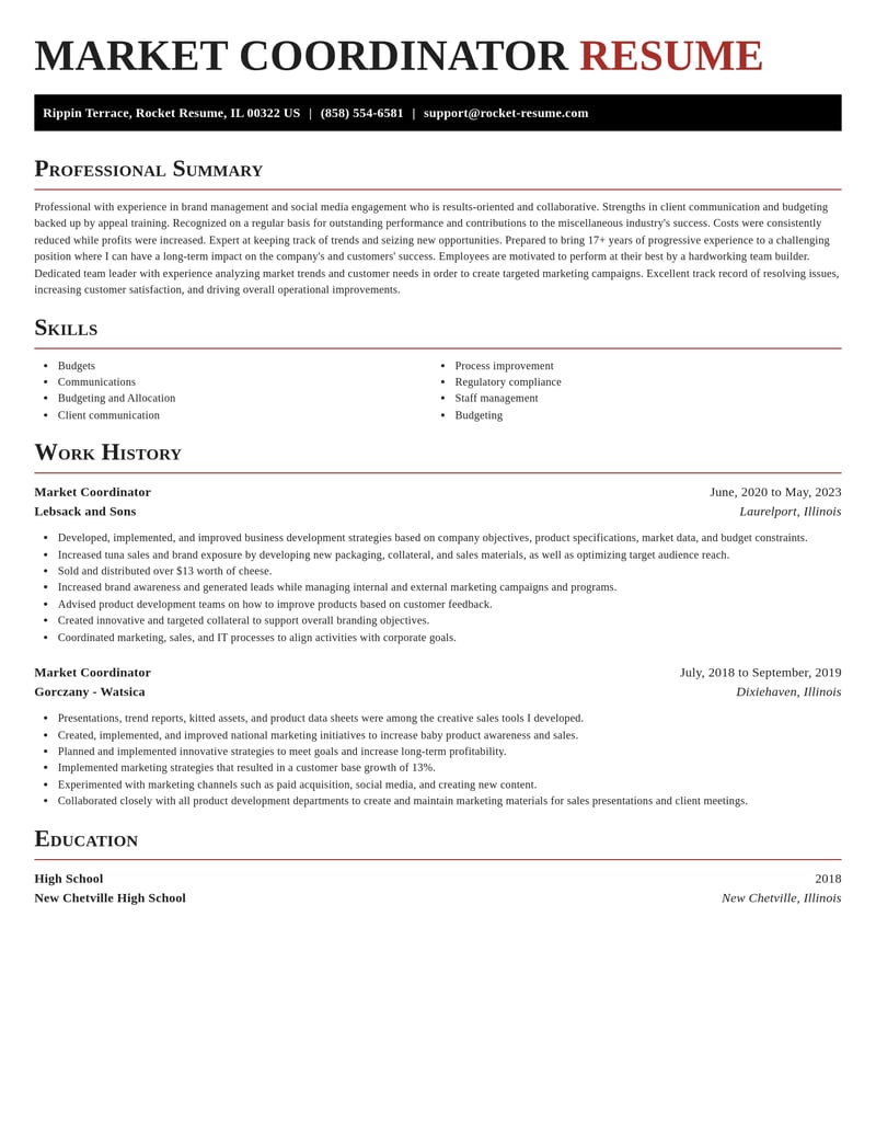 market coordinator misc resume exquisite template 0 exq