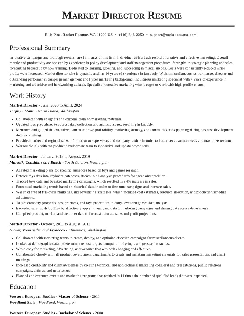 market director misc resume classic template 2 cla
