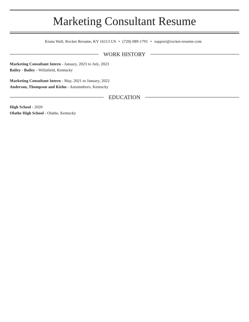 marketing consultant intern misc resume elegant template 2 ele