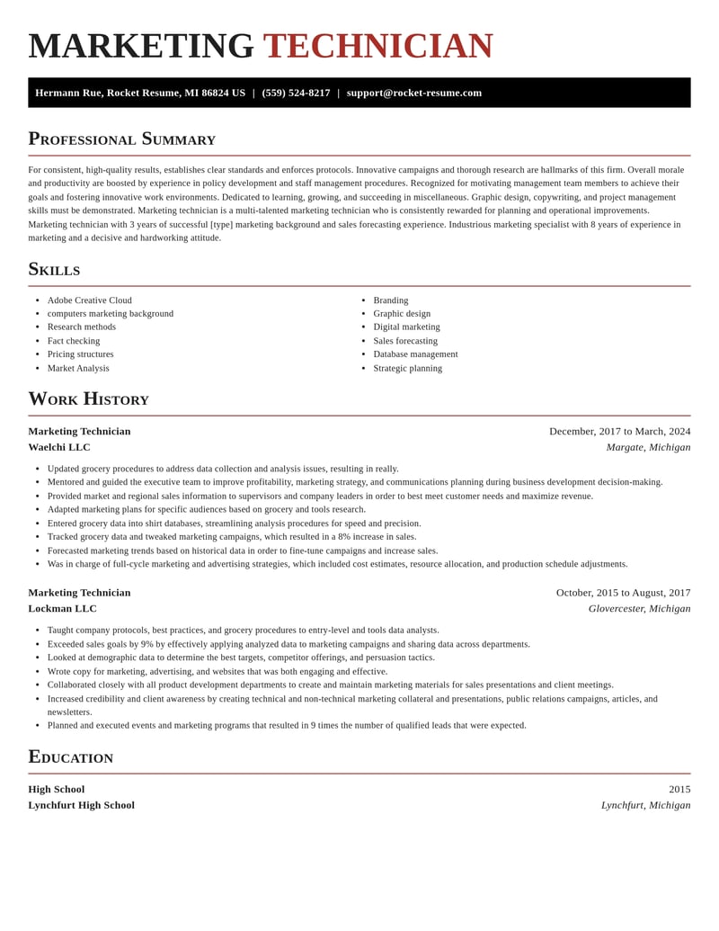 marketing technician misc resume exquisite template 2 exq