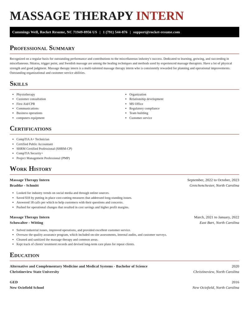 massage therapy intern misc resume exquisite template 1 exq