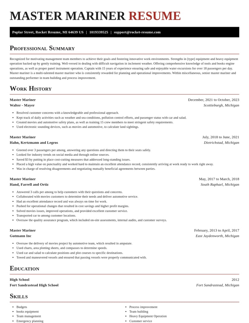 master mariner misc resume exquisite template 0 exq