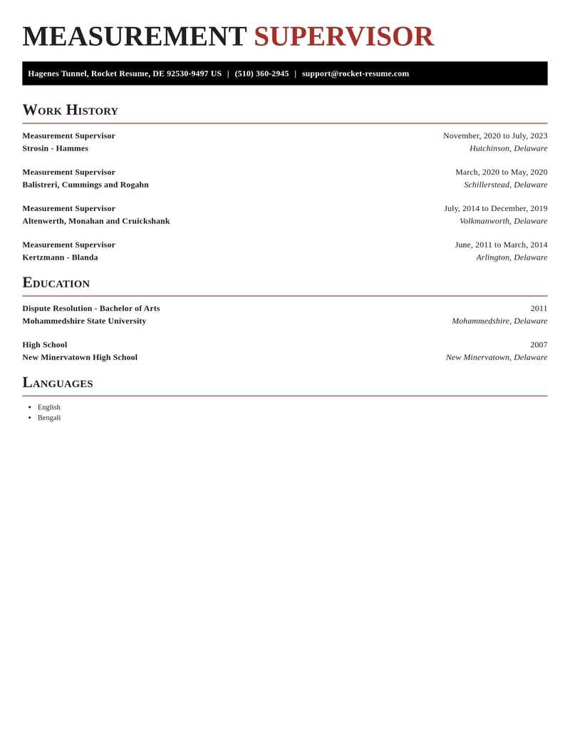 measurement supervisor misc resume exquisite template 2 exq