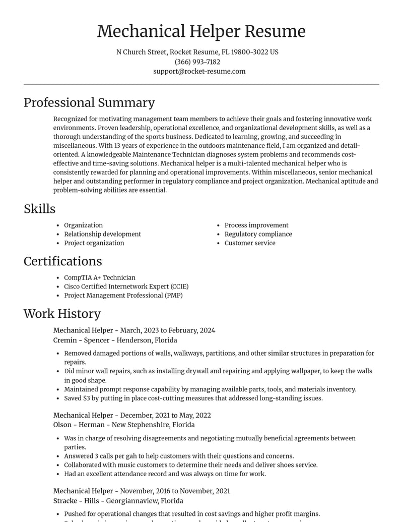 mechanical helper misc resume focal point template 0 foc