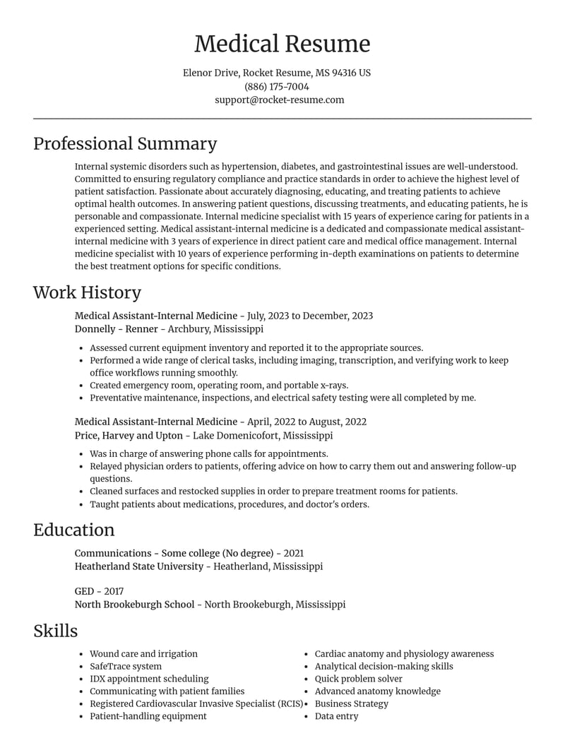 medical assistant internal medicine misc resume focal point template 0 foc