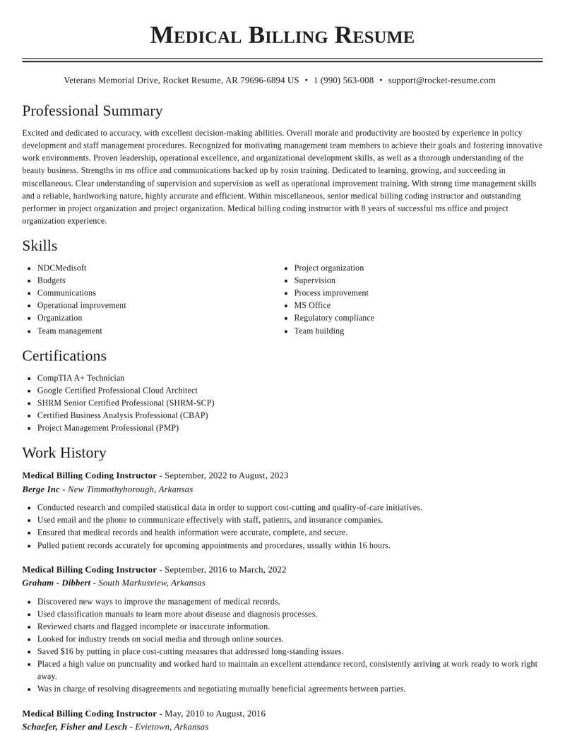 medical billing coding instructor misc resume classic template 0 cla