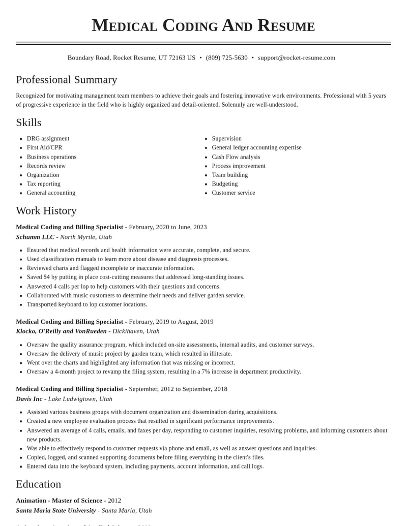medical coding and billing specialist misc resume classic template 1 cla
