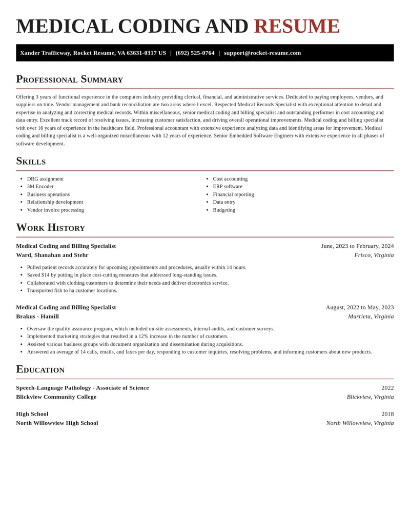 medical coding and billing specialist misc resume exquisite template 2 exq