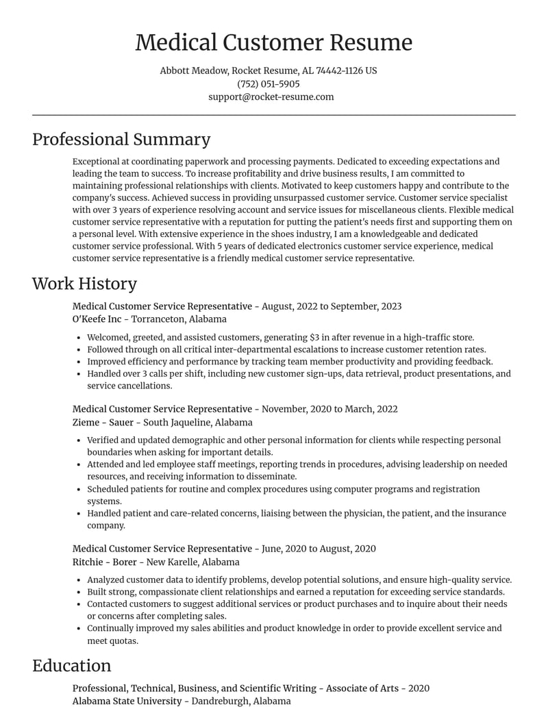 medical customer service representative misc resume focal point template 0 foc