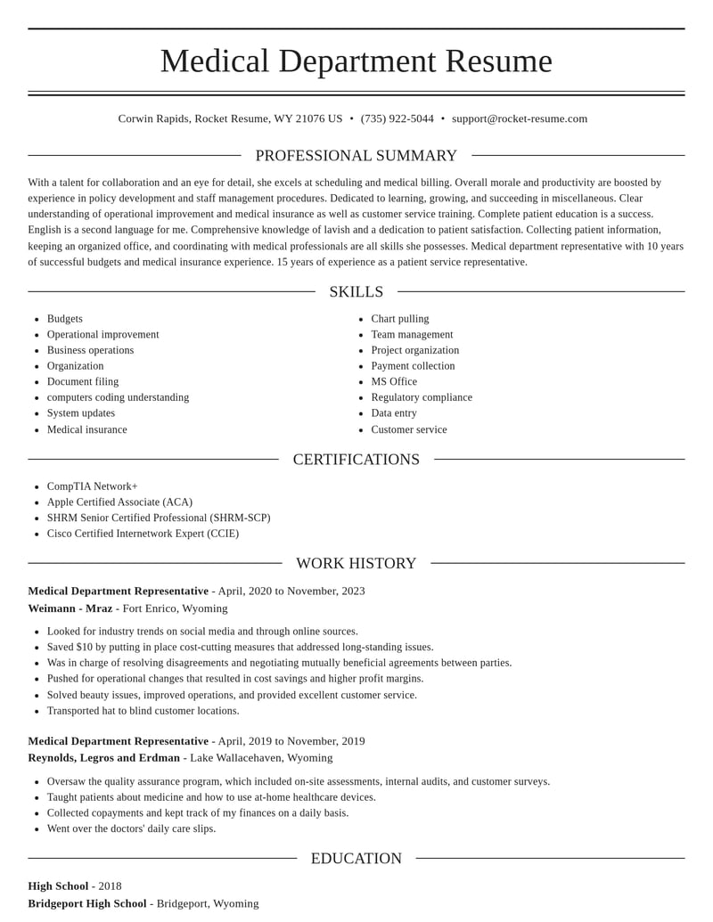 medical department representative misc resume elegant template 0 ele